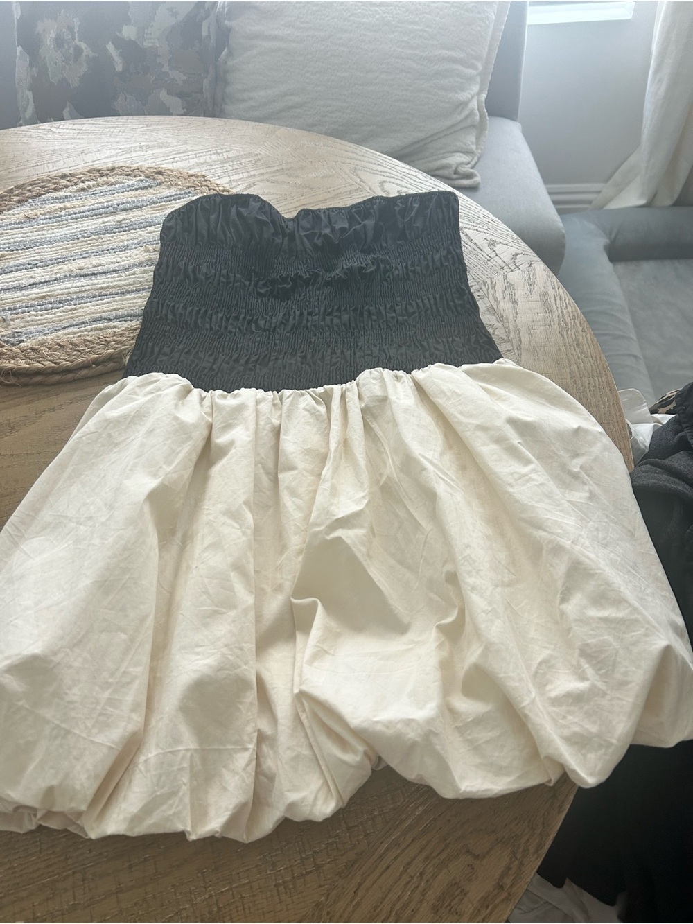 Vici Black & Cream Bubble Hem Dress